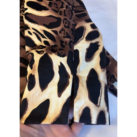 LE SUIT Leopard Print 3 Button Tie Front Crop Blazer 18 Lined Slit Cuff Jacket - Picture 7 of 14